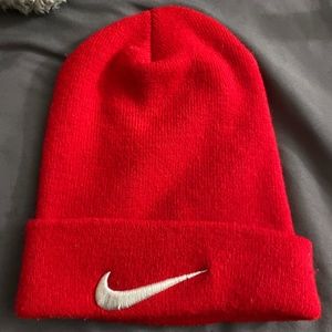 Nike Beanie (Red w White Swoosh)